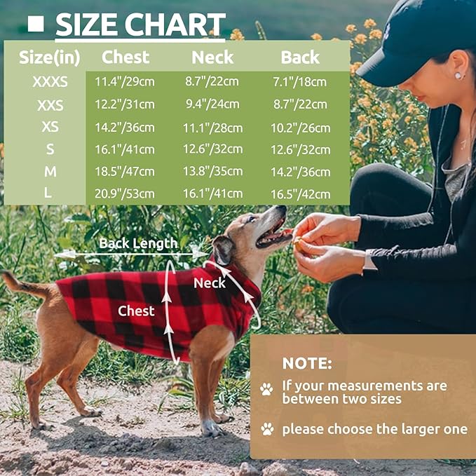 KAMA BRIDAL Spring Autumn Winter Coat Pullover Fleece Vest for Cats Small and Medium Dogs Thin Sweater Red & Black Plaid (Red, XXS)