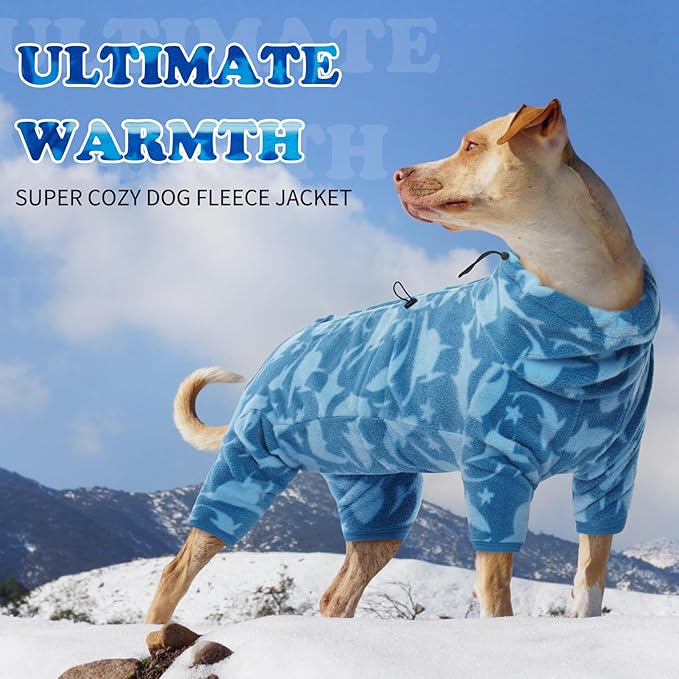 ROZKITCH Dog Fleece with Legs, Pet Windproof Warm Cold Weather Jacket Vest with Luminous Zipper, Jumpsuit Apparel Outfit Clothes for Small Medium Large Dog Shark XS
