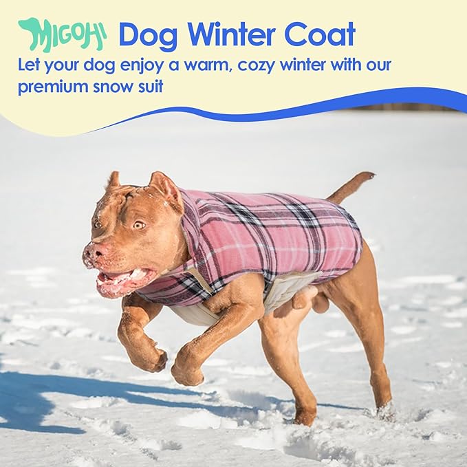 MIGOHI Dog Jackets for Winter, Reversible, Windproof, Waterproof, Warm Dog Coat - British Style Plaid Dogs Winter Vest, Pink, 3XL