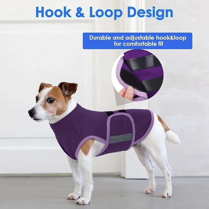 MIGOHI Dog Anxiety Relief Coat,Comfort Anxiety Vest for Dogs,Adjustable Dog Anxiety Calming Wrap for Fireworks,Thunderstorms,Travel,Separation,Anxiety Jacket for Medium Dogs,M, Purple