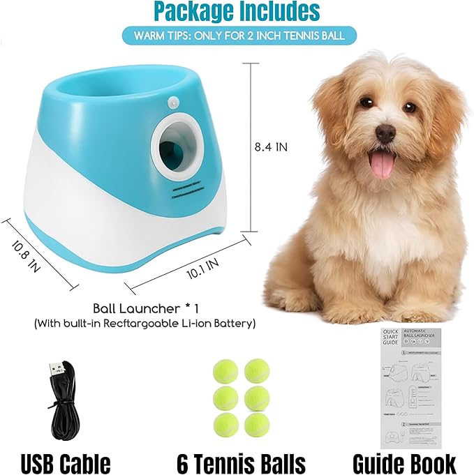 Automatic Dog Ball Launcher – 12 ETPU Balls & Bonus Collapsible Bowl, 3 Distance Settings (20ft/33ft/46ft), Smart Fetch Toy for Small & Medium Dogs, Indoor/Outdoor Use (Green)