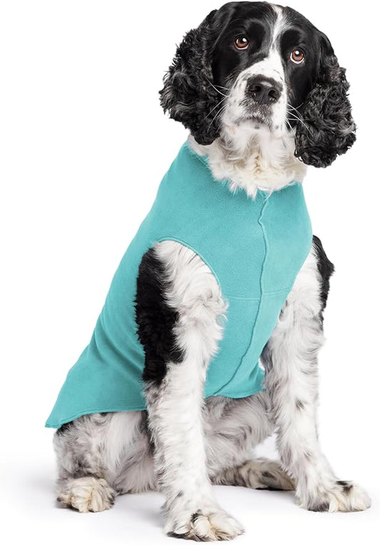 Goldpaw Stretchy Fleece Jacket for Small Dogs - Super Soft, Warm Dog Sweater - Pet Sweater Vest for Fall and Winter - Canine Clothes Made in The USA - Machine Washable - Turquoise - Size 20
