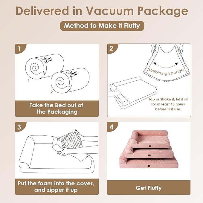 EHEYCIGA Memory Foam Dog Bed XLarge Sized Dogs, Extra Large Dog Bed Orthopedic with Washable Removable Cover, Waterproof XL Pet Bed Couch for Crate, 41x27x6 Inches, Pink