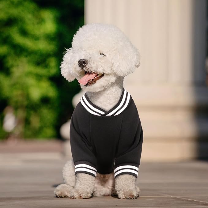 Dog Sweaters for Medium Dogs, Brushed Fleece Dog Sweater Baseball Jacket Soft Warm Pet Sweater Clothes Medium Sized Boy Girl Pet(Black-M)