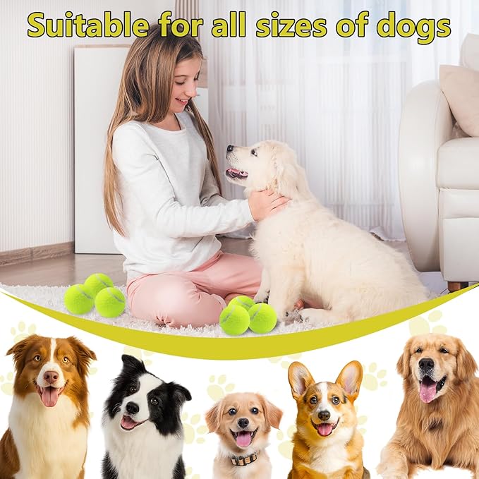 Swingers Squeaky Tennis Balls for Dogs,2.5 inch Training Tennis Balls,Exercise Ball for Pet Dog with Mesh Carry Bag Easy to Transport (Yellow, 6 Pack)