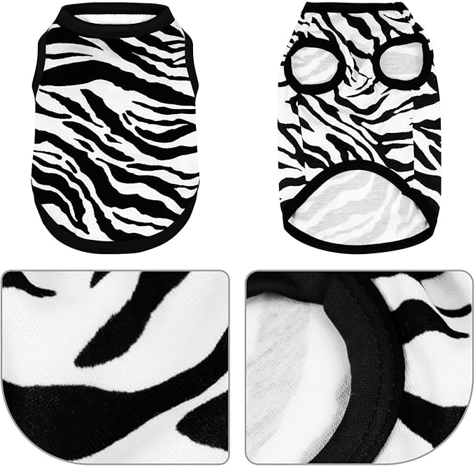 Adorable Zebra Print Dog Shirts – Lightweight, Cozy Outfit for Small to Medium Dogs, Soft & Snuggly Pet Wear for Everyday Comfort and Cuteness.Black 3XL
