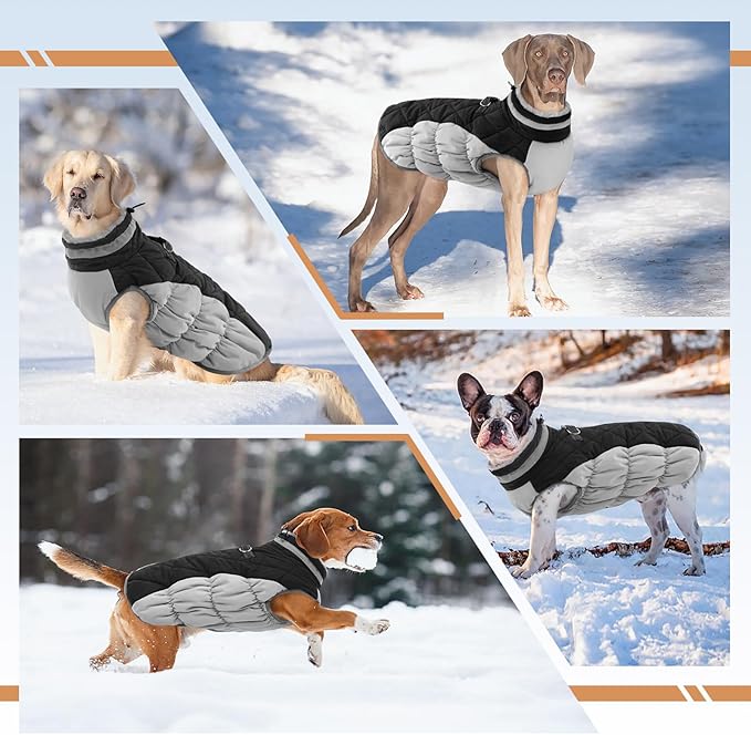 Dog Winter Jacket Cozy Reflective Waterproof Windproof Warm Pet Garment,Comfortable Cold Weather Fleece Apparel Outfits with Zipper Closure for Small Medium Large Dogs Puppy Walking,XXX-Large