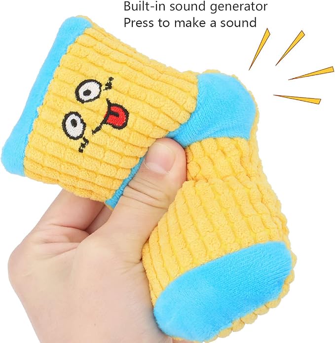 Squeaky Dog Toys, Funny Dog Toys Stuffed Plush Dog Toy, Cute Socks Dog Birthday Gift Dog Chew Toys Pet Toys for Small Medium Dogs(Pink Green)