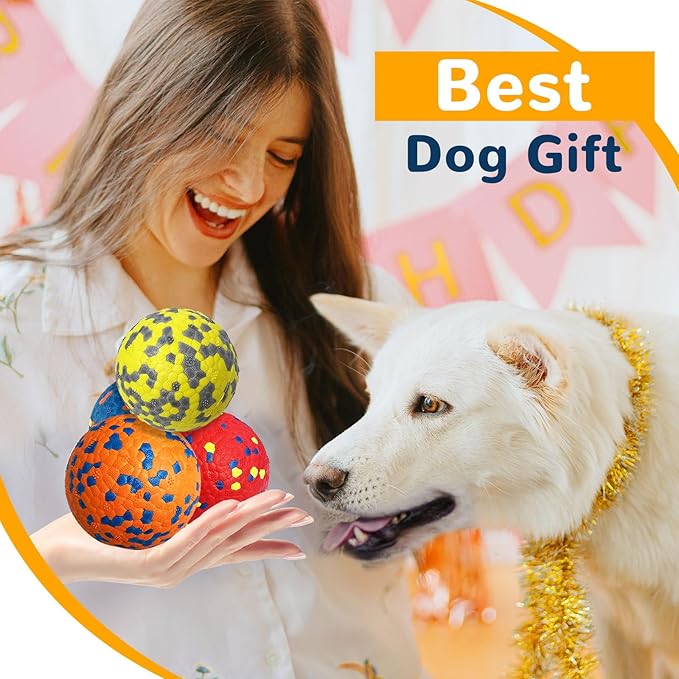 Petcare 4 Pack Dog Balls Indestructible Dog Toys for Aggressive Chewers Durable Tough Tennis Balls Toys for Medium Large Dogs Outdoor Outside Fetching Toys for Big Dogs Chew Ball