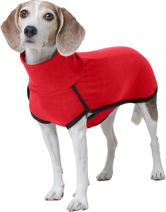 ROZKITCH Dog Winter Coat Soft Pullover Pajamas, Pet Windproof Warm Cold Weather Jacket Vest Cozy Jumpsuit Apparel Outfit Clothes for for Chritmas Walking Sleep BrightRed XS