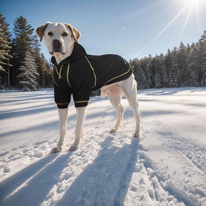 Basic Dog Hoodie Sweatshirts, Pet Clothes Hoodies Sweater with Hat and Leash Hole, Soft Cotton Outfit Coat for Large Medium Small Dogs, Black (X-Large)