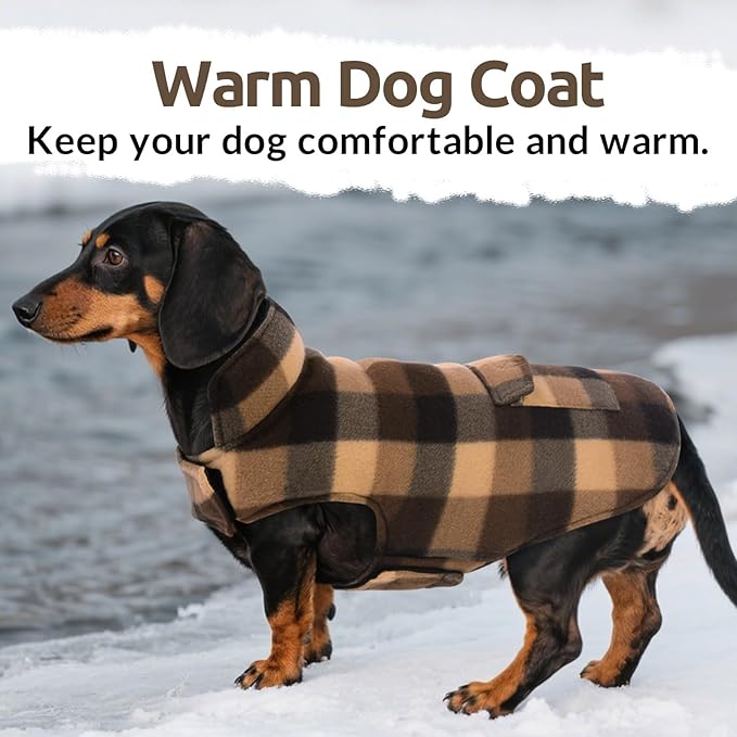 ASENKU Dog Winter Jacket Plaid Reversible Vest, Waterproof Dog Coat for Cold Weather, Perfect for Small to Large Dogs (Coffee, S)
