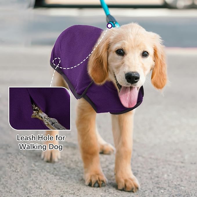 ROZKITCH Dog Pajamas for Large Dogs, Pet Windproof Warm Cold Weather Jacket Vest Cozy Jumpsuit Apparel Outfit Clothes for Walking Hiking Travel Sleep Purple 2XL
