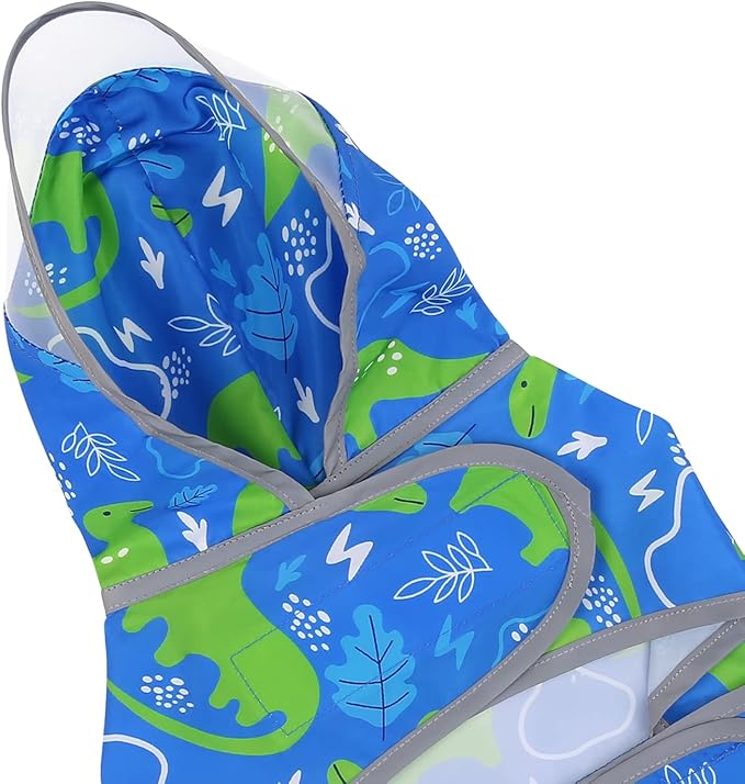 HDE Dog Raincoat with Clear Hood Rain Jacket Poncho for Small Medium Large Dogs Dinosaurs - XL