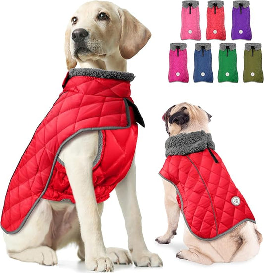 Fragralley Dog Winter Coat, Waterproof Windproof Reflective Fleece Jacket with Harness Hole, Warm Snow Vest for Small Medium Large Dogs, Ideal Gifts