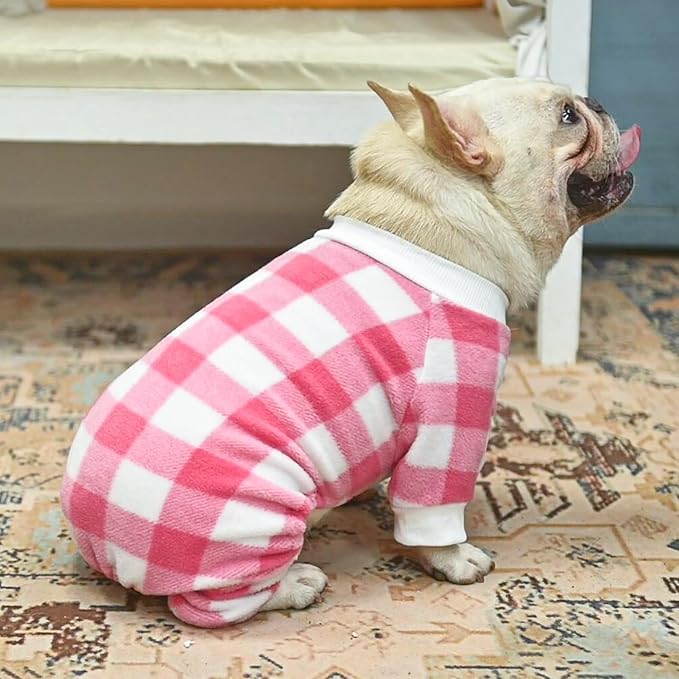 SCENEREAL Dog Pajamas for Small Dogs - Soft,Warm Pet Sweater Clothes Puppy Onesie Outfits for Doggie Winter Christmas Thanksgiving - Dog Jammies Pjs，Pink XS