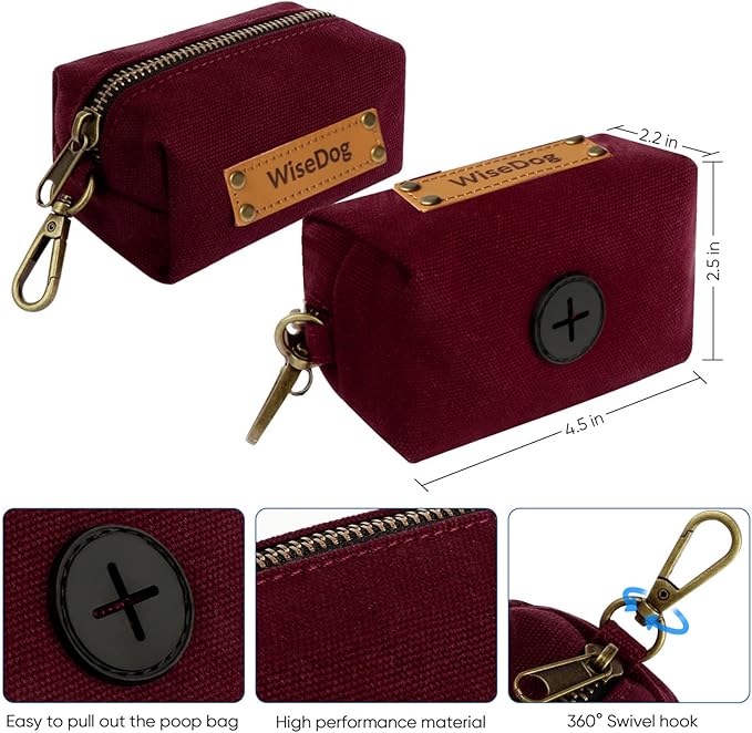 Wisedog Dog Collar and Leash Set, Waterproof Adjustable Puppy Collars with Cute Tag 6FT Dog Leash with Poop Bag for Small Medium Large Dogs (L, Burgundy)