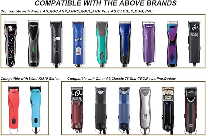 Audoc 10 Blades Dog Grooming Blades Compatible with Andis/Oster A5/Wahl KM-10 Series Dog Clippers,Detachable Clipper Replacement Blade,Black,Size 10 Blade 1/16" (10#/2PCS)
