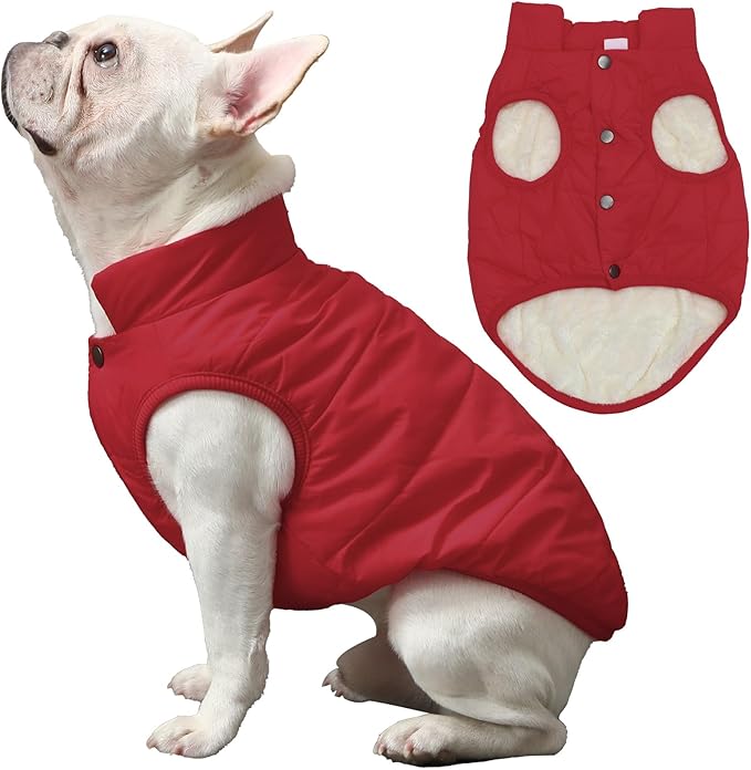 Warm Fleece Dog Jacket for Small Dogs,Puppy Coat for Winter Cold Weather,Red XSmall