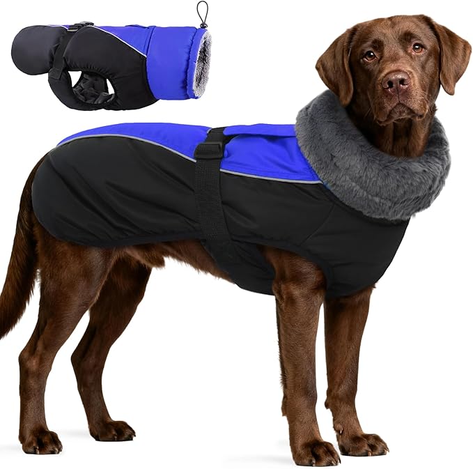 IDOMIK Dog Winter Coat, Reflective Waterproof Dog Jacket for Cold Weather, Warm Pet Coats for Small Medium Large Dogs, High Collar Doggy Fleece Snow Jacket, Winter Vest with Adjustable Buckle,XXL