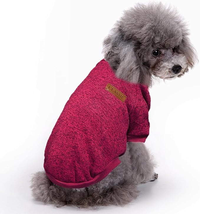 Jecikelon Dog Clothes Dogs Sweater Soft Puppies Clothing Winter Puppy Sweaters Warm Outfit for Dogs Small XXS XS Cat Apparel (Medium, Wine)