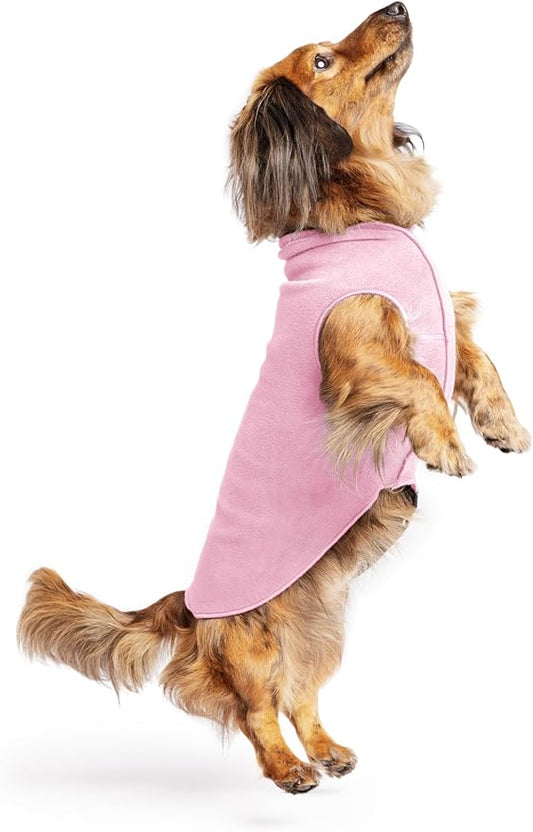 Goldpaw Stretchy Fleece Jacket for Small Dogs - Super Soft, Warm Dog Sweater - Pet Sweater Vest for Fall and Winter - Canine Clothes Made in The USA - Machine Washable - Rose - Size 12