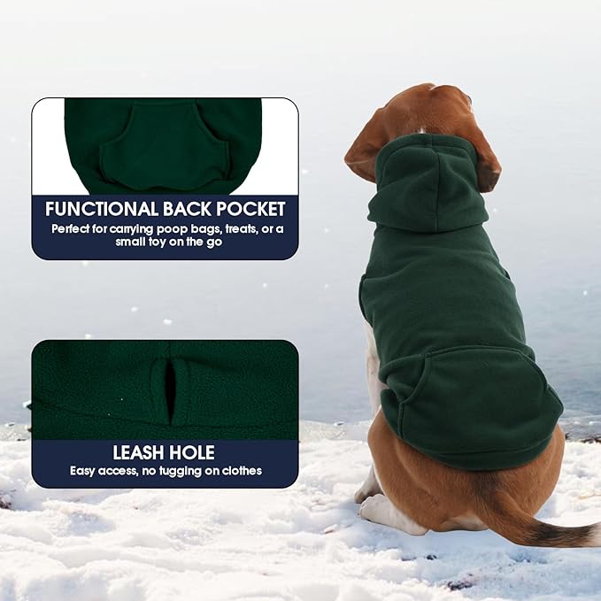 IECOii Warm Dog Hoodie for Large Dogs, Extra Large Dog Hoodie Fleece Vest with Leash Hole & Pocket, Big Dogs Sweatshirt for Giant Breed, Pullover Sleeveless Great Dane Sweater, Green, 4XL