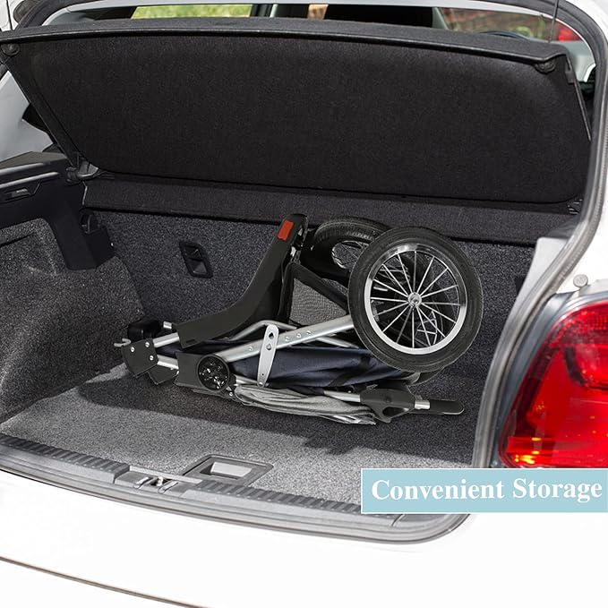 VIAGDO Premium Heavy Duty Dog Stroller for Small Medium Dogs & Cats, 3-Wheel Pet Strollers, Foldable Cat Stroller with Suspension System/Link Brake/One-Hand Fold, Max. Loading 55 LBS