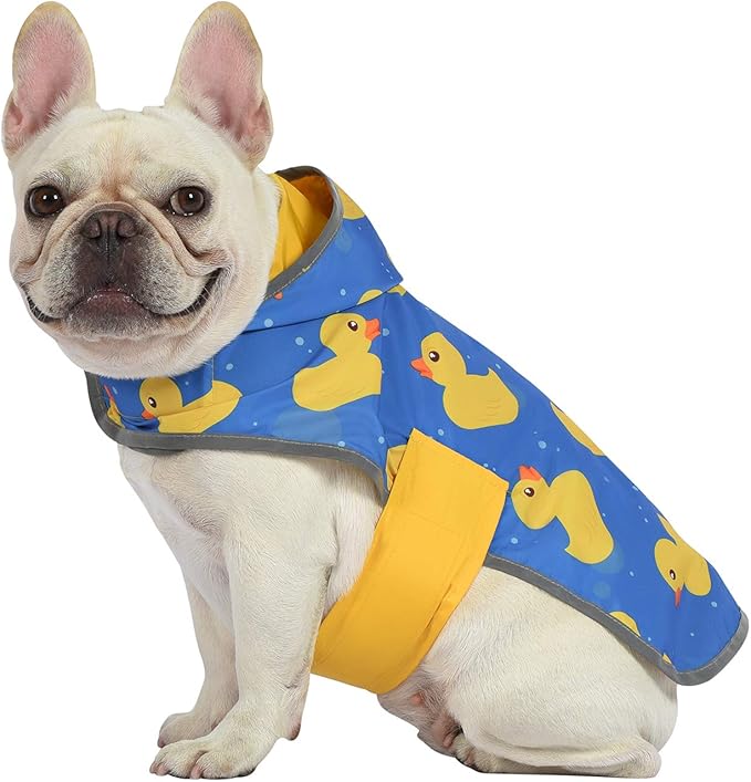 HDE Reversible Dog Raincoat Hooded Slicker Poncho Rain Coat Jacket for Small Medium Large Dogs Ducks Yellow - S