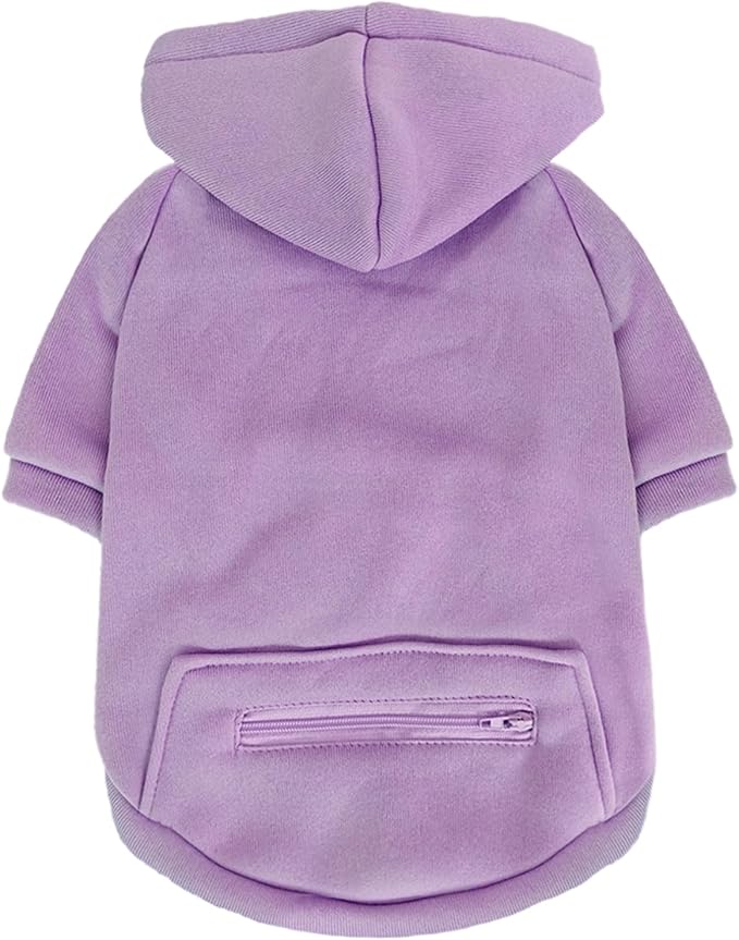 Jecikelon Pet Dog Cold Weather Coat with Pocket Winter Dog Hoodie Warm Puppy Clothes for Small Dogs Chihuahua Clothing (Purple, XX-Small)