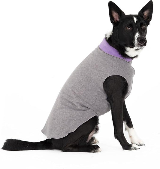 Goldpaw Duluth Double Fleece Dog Sweater Vest for Small Dogs - Soft, Stretchy Dog Fleece - Warm Pet Jacket for Fall and Winter - Premium Pet Outerwear - Machine Washable - Charcoal/Lavender - Size 6