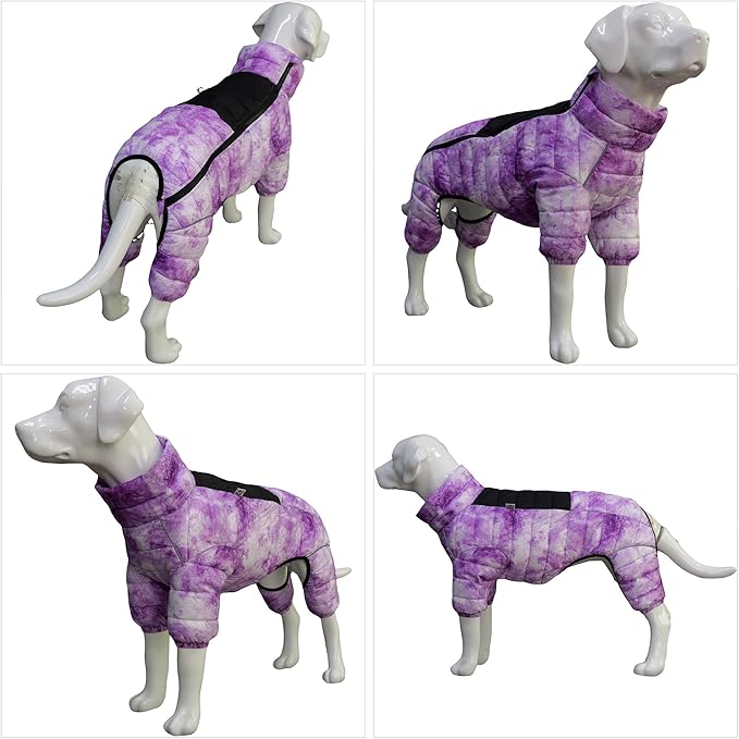maciai-Purple Waterproof Windproof Reflective Warm Dog Vest, Zippered Adjustable Outdoor Snow Jacket for Small to Large Dogs