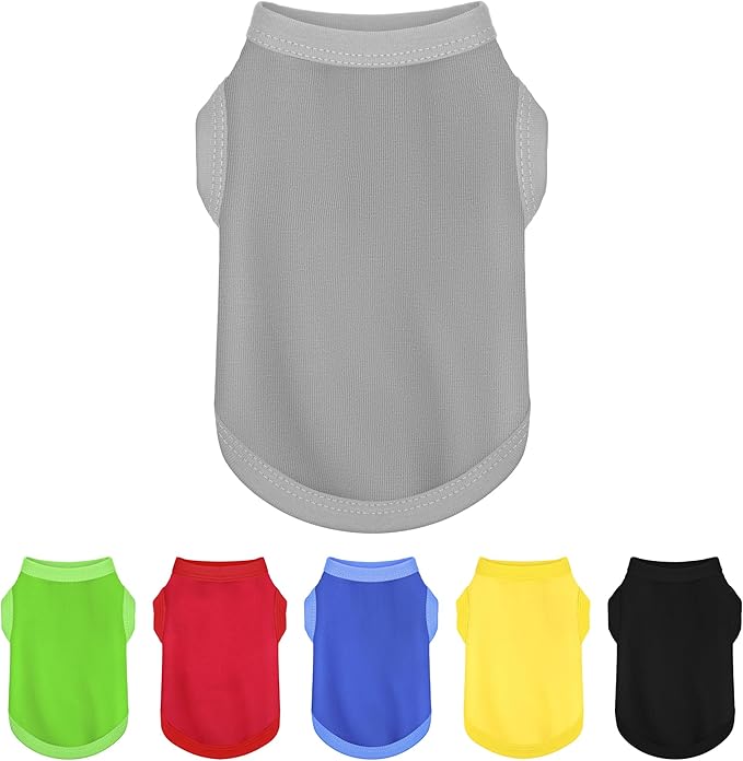 Premium Sleeveless Dog Shirt: Solid Color Design Dog Tank Top Clothes, Crafted from Cotton for Small, Medium, & Large Breeds ¨C Expertly Made for Comfort and Durability Gray XL