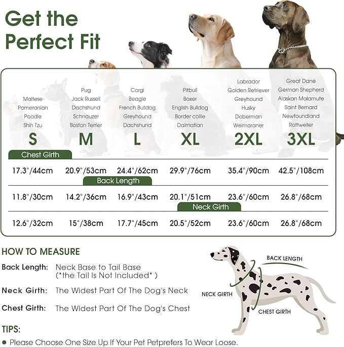 Queenmore Dog Jacket, Dog Coats for Large Dogs, Large Pet Coat with Harness Built in, Thick Fleece Snow Jacket for Extra Large Breeds, Waterproof Windproof Pet Apparel Cold Weather, ArmyGreen 3XL