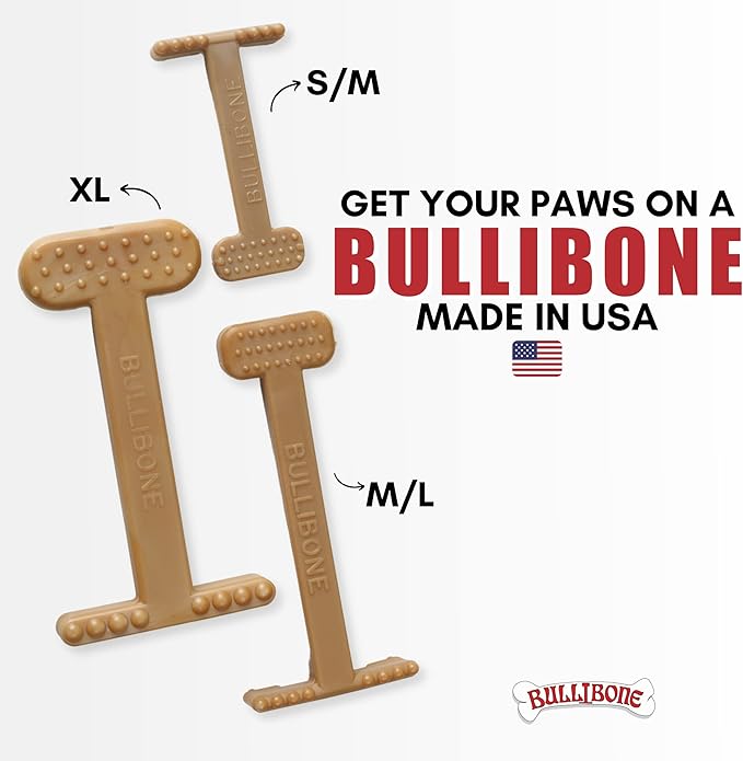 Bullibone Nylon Dog Chew Toy Nylon Bone - Improves Dental Hygiene, Easy to Grip Bottom, and Permeated with Flavor (Beef, Small - Single)