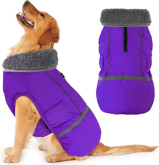 Dogcheer Warm Dog Coat, Fleece Collar Winter Dog Clothes, Reflective Pet Jacket Apparel for Cold Weather, Waterproof Windproof Puppy Snowsuit Vest for Small Medium Large Dogs X-Large