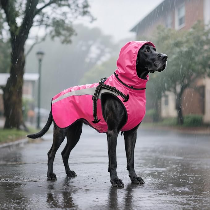 Mosucoirl Dog Raincoat Waterproof Raincoats for Dog Reflective Dogs Rain Jackets with Hood Hoodie Pet Rain Poncho Coat for Small Medium Large Dogs Puppies S-XXL (Pink, XL)