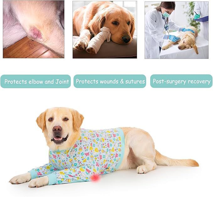 Dog Recovery Shirt for Front Legs, Dog Elbowpads Sleeve Protect Dogs Elbows Arms,Stop Licking Joints After Surgery, Help with Injury Healing Covers The Wound, Cone Alternatives (Blue, XL)