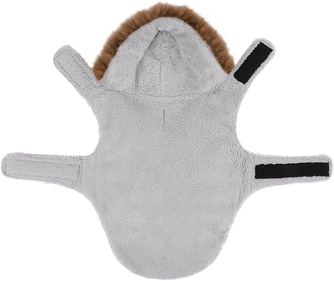 HDE Dog Puffer Jacket Fleece Lined Warm Dog Parka Winter Coat with Harness Hole White Rainbow Stripe - M