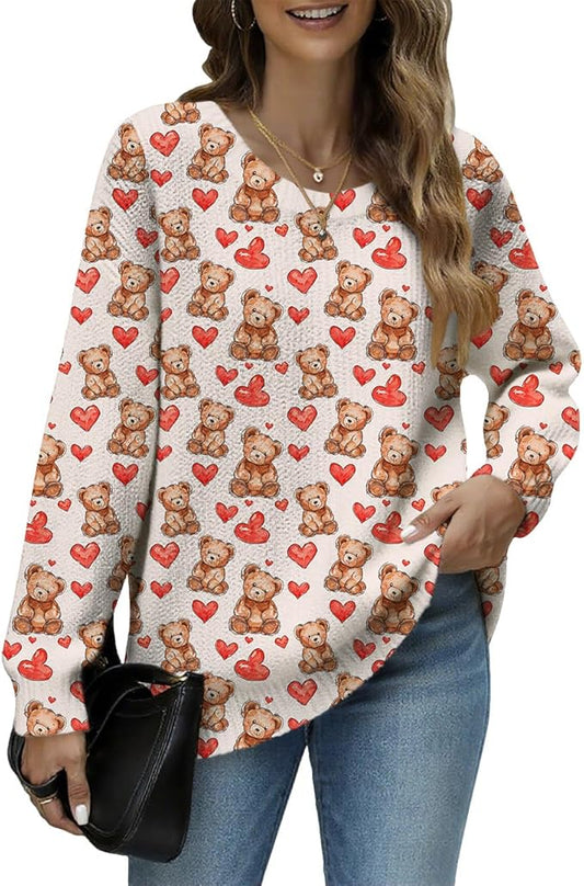 Women's Cat Printed Sweater Oversized Cable Knit Long Sleeve Christmas Clothes Casual Autumn Winter Fashion Tops