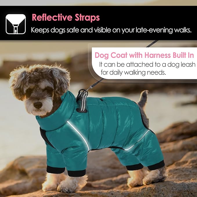 AOFITEE Dog Coat, Waterproof Dog Winter Jacket, Warm Fullbody Small Dogs Snowsuit, Winter Coat for Small Dogs, Zip Up Pet Puffer Jacket Fleece Vest, Outdoor Reflective Pet Snow Jackets, XL