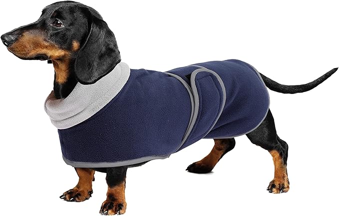 Geyecete Dachshund Sweaters for Dogs,Dog Jacket,Dachshund Coat Perfect Dog Winter Coat with Padded Fleece Lining and high Collar,Snowsuit with Adjustable Bands Sizes-Navy-M