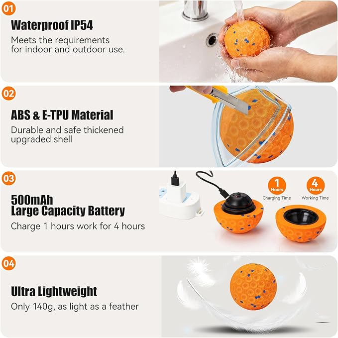 Smart Interactive Dog Toys for Aggressive Chewers, Self-Moving Chew Proof Dog Ball with Automatic Vibrating, IP54 Waterproof & E-TPU Material - Boredom & Training for Medium/Large Dogs