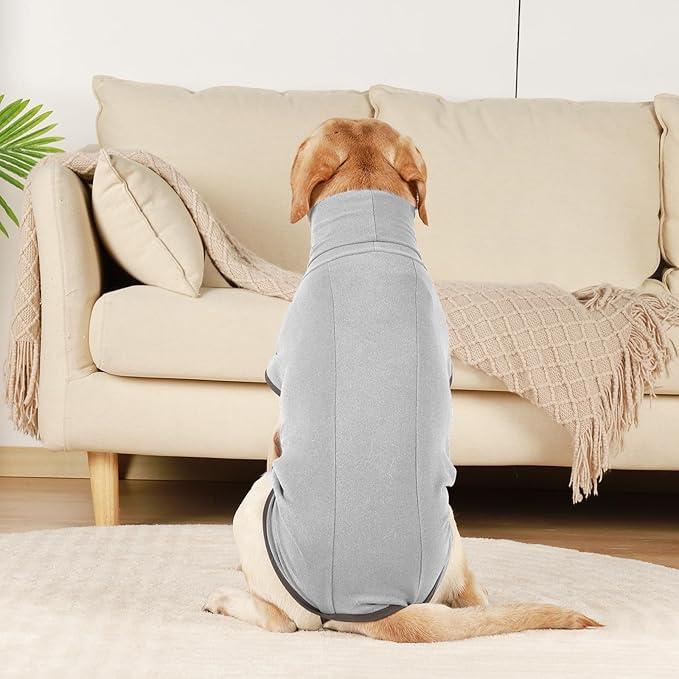 ROZKITCH Dog Winter Coat Soft Pullover Pajamas, Pet Windproof Warm Cold Weather Jacket Vest Cozy Jumpsuit Apparel Outfit Clothes for Walking Sleep Grey 2XL