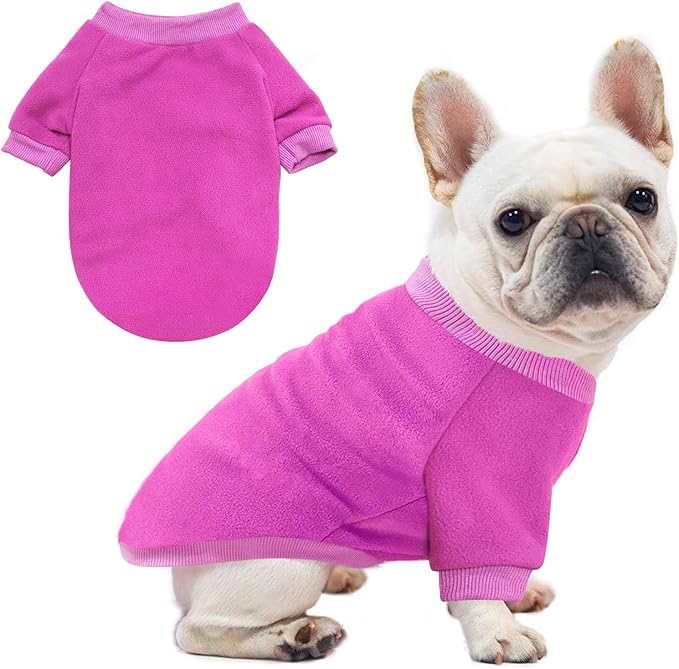Idepet Dog Fleece Sweater - Soft Puppy & Cat Pullover Sweatshirt - Warm Winter Shirt - Classic Cat Apparel (Purple, Small)