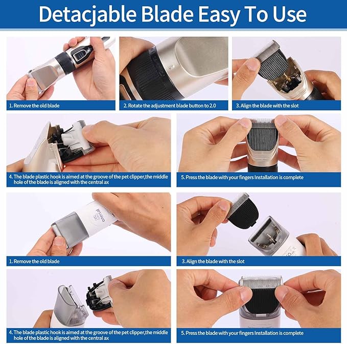 2 Pack Dog Grooming Replacement Blade Compatible with Oneisall Low Noise Dog Clippers, Dog Hair Vacuum Clipper Made of Ceramic Blade & Stainless Steel Blade Size 0.5mm