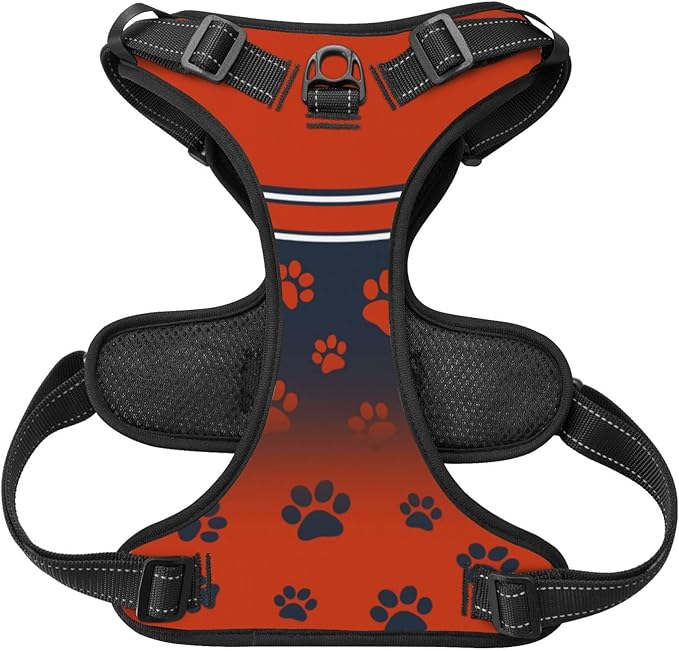 Custom Chicago Dog Harness with Reflective Stripes Personalized Name and Number Dog Vest Harness with Pet Traction Rope for Small Medium Large Dog