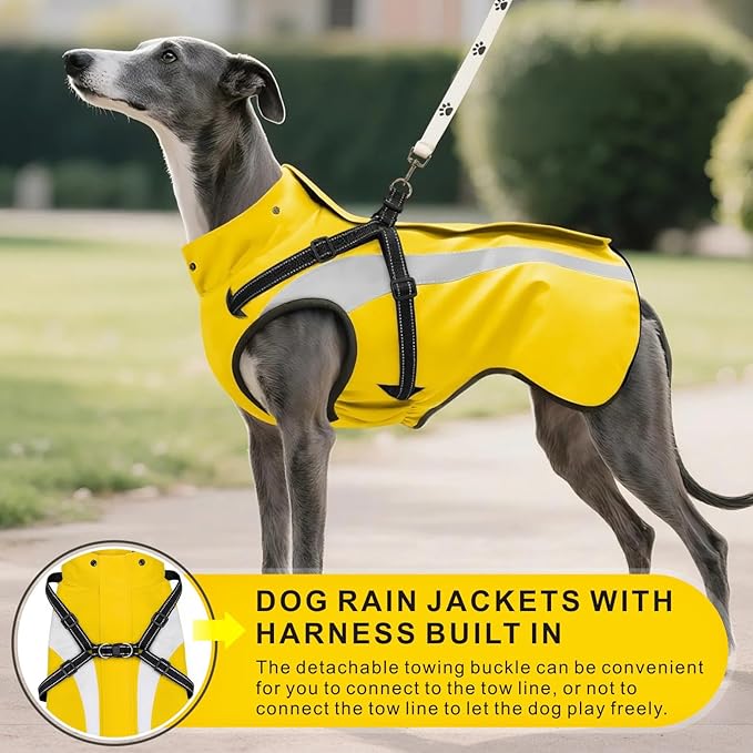 Mosucoirl Dog Raincoat Waterproof Raincoats for Dog Reflective Dogs Rain Jackets with Hood Hoodie Pet Rain Poncho Coat for Small Medium Large Dogs Puppies S-XXL (Yellow, XL)