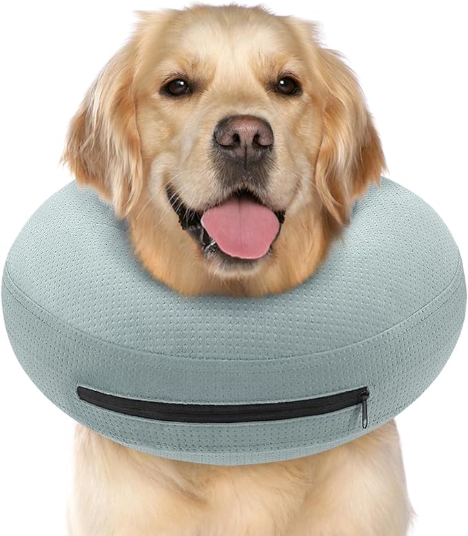 Supet Inflatable Cone Collar Alternative After Surgery, Donut Collar Recovery ECollar to Stop Licking, Soft Cone for Small Medium Large Dogs