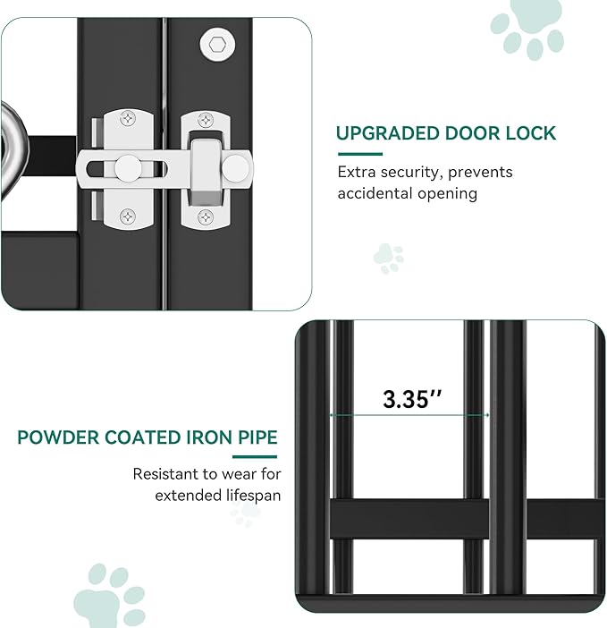 DWVO Outdoor Dog Enclosure with Rotating Feeder Bowls, 4'L x 4'W x 5'H Dog Kennel Outside with Roof, Heavy Duty Dog Cage with UV-Resistant Waterproof Cover for Small Medium Dogs